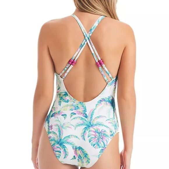 JESSICA SIMPSON Womens Printed Cut-Out One-Piece Swimsuit S swimwear - Picture 10 of 14